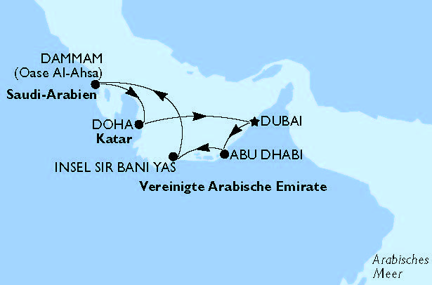 MSC Route Dubai, Abu Dhabi und Katar
