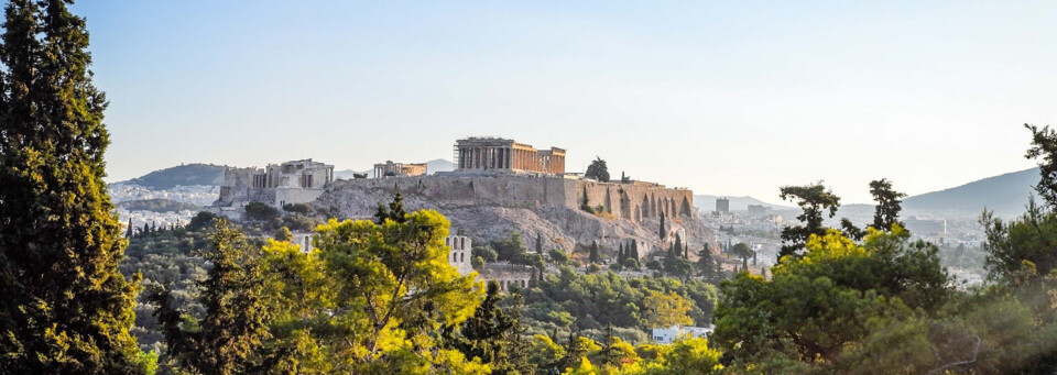Blick auf archäologische Stätte in Athen