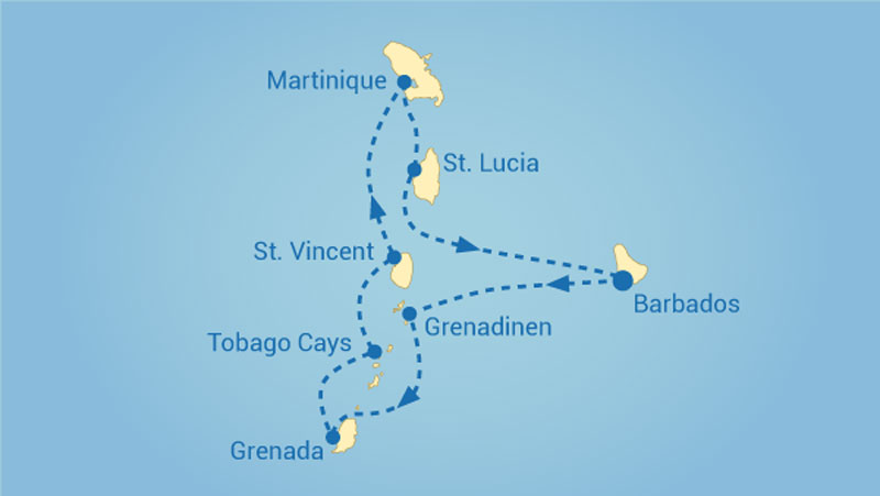 Royal Clipper Grenadinen Inseln Route