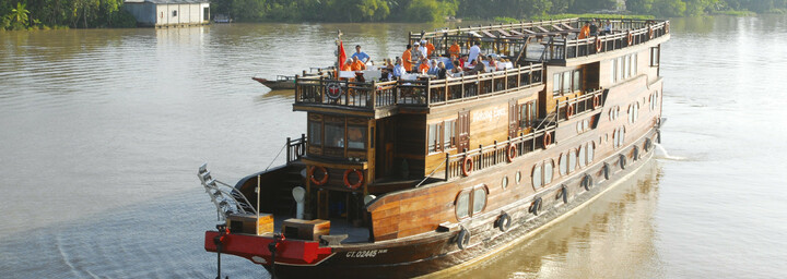 Außenansicht - Kreuzfahrtschiff "Mekong Eyes" im Mekong Delta