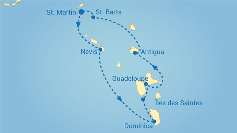 Leeward Inseln Segelkreuzfahrt Route