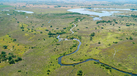 Luftaufnahme des Okavango Deltas