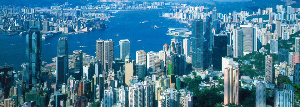 Blick auf die Stadt Hong Kong von der Aussichtsplattform